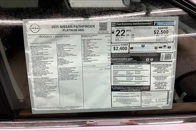 2025 Nissan Pathfinder Platinum 4WD - Black Appearance, Cargo, Lighting Pkgs