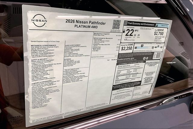 2026 Nissan Pathfinder Platinum 4WD - Cargo Package