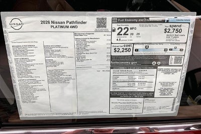 2026 Nissan Pathfinder Platinum 4WD - Accent, Cargo, Lighting Pkgs