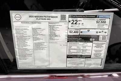 2025 Nissan Pathfinder Platinum 4WD - Black Appearance, Cargo, Lighting Pkgs
