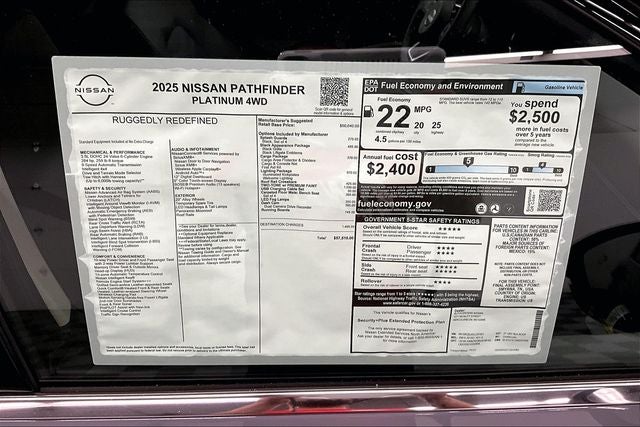 2025 Nissan Pathfinder Platinum 4WD - Black Appearance, Cargo, Lighting Pkgs