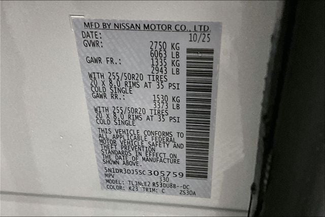 2025 Nissan Pathfinder Platinum 4WD - Black Appearance, Lighting, Cargo Pkgs