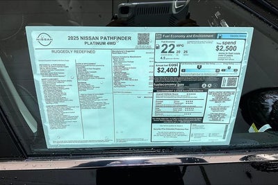 2025 Nissan Pathfinder Platinum 4WD - Black Appearance, Lighting, Cargo Pkgs