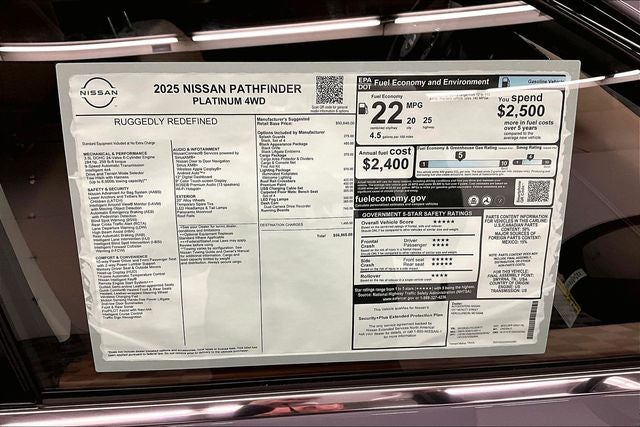 2025 Nissan Pathfinder Platinum 4WD - Black Appearance, Lighting, Cargo Pkgs