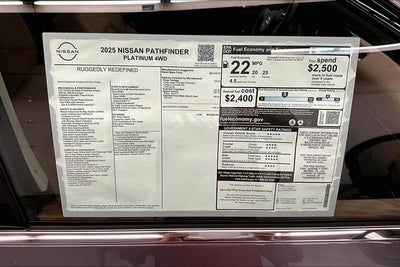 2025 Nissan Pathfinder Platinum 4WD - Cargo Package