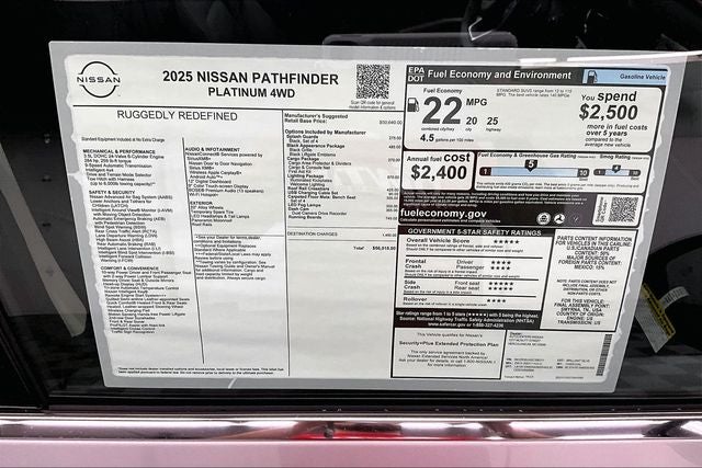 2025 Nissan Pathfinder Platinum 4WD - Black Appearance, Lighting, Cargo Pkgs