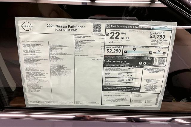2026 Nissan Pathfinder Platinum 4WD - Cargo Package