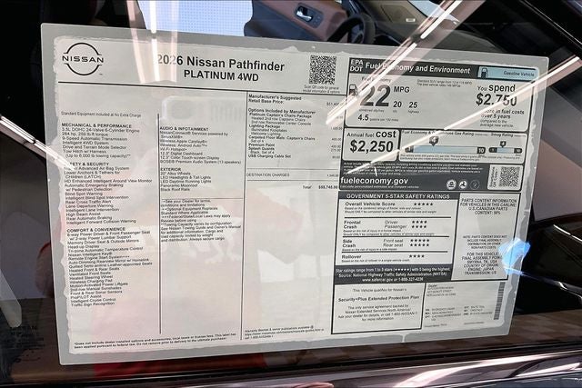 2026 Nissan Pathfinder Platinum 4WD - Captain Chairs, Lighting, Cargo Pkgs