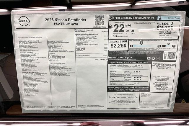 2026 Nissan Pathfinder Platinum 4WD - Captain Chairs and Cargo Packages