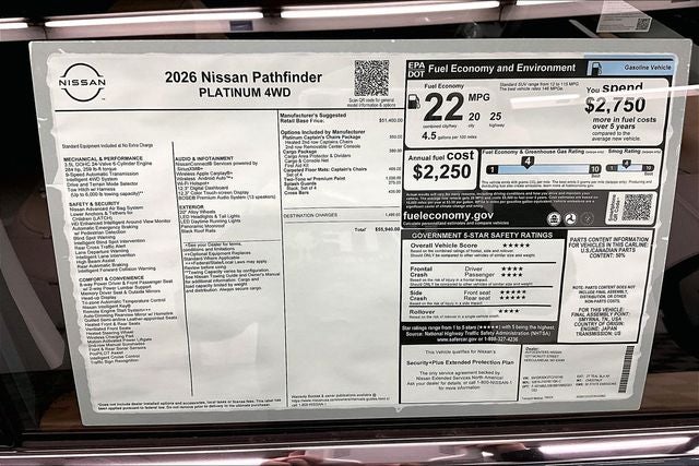 2026 Nissan Pathfinder Platinum 4WD - Captains Chairs and Cargo Pkgs
