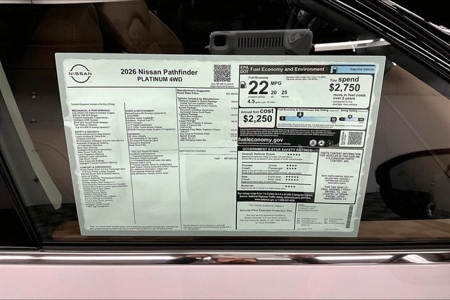 2026 Nissan Pathfinder Platinum 4WD - Captain Chairs, Accent, Cargo, Lighting Pkgs