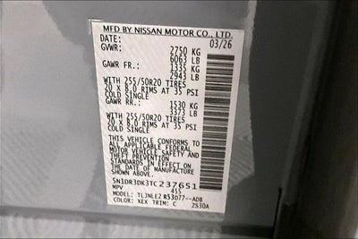 2026 Nissan Pathfinder Platinum 4WD - Accent, Captain Chairs, Lighting, Cargo Pkgs