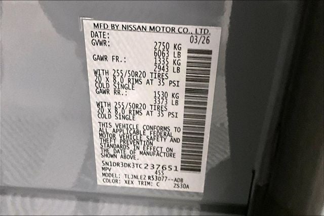 2026 Nissan Pathfinder Platinum 4WD - Accent, Captain Chairs, Lighting, Cargo Pkgs