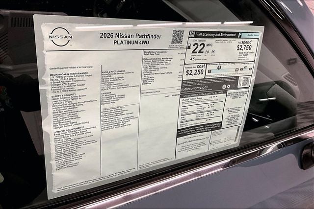 2026 Nissan Pathfinder Platinum 4WD - Captain Chairs and Cargo Packages