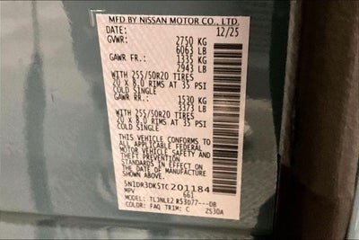 2026 Nissan Pathfinder Platinum 4WD - Accent, Captain Chairs, Lighting, Cargo Pkgs