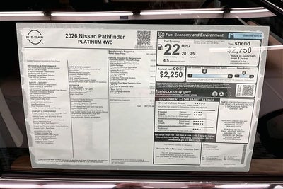 2026 Nissan Pathfinder Platinum 4WD - Accent, Captain Chairs, Lighting, Cargo Pkgs
