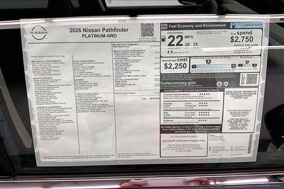 2026 Nissan Pathfinder Platinum 4WD - Accent, Captain Chairs, Lighting, Cargo Pkgs