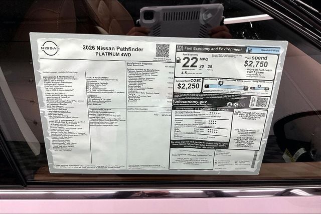2026 Nissan Pathfinder Platinum 4WD - Lighting, Accent, Captain Chairs, Cargo Pkgs