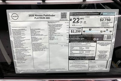 2026 Nissan Pathfinder Platinum 4WD - Captain Chairs, Accent, Cargo, Lighting Pkgs