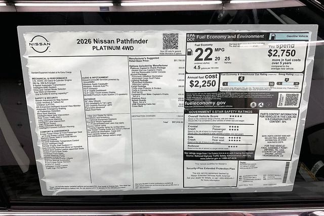 2026 Nissan Pathfinder Platinum 4WD - Captain Chairs, Accent, Cargo, Lighting Pkgs