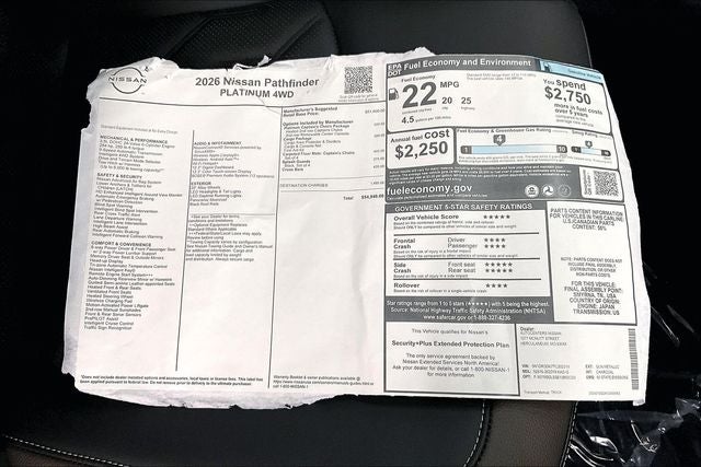 2026 Nissan Pathfinder Platinum 4WD - Captain Chairs and Cargo Packages