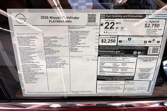 2026 Nissan Pathfinder Platinum 4WD - Captain Chairs, Accent, Cargo, Lighting Pkgs