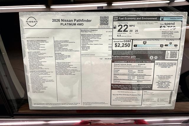 2026 Nissan Pathfinder Platinum 4WD - Captain Chairs and Cargo Packages