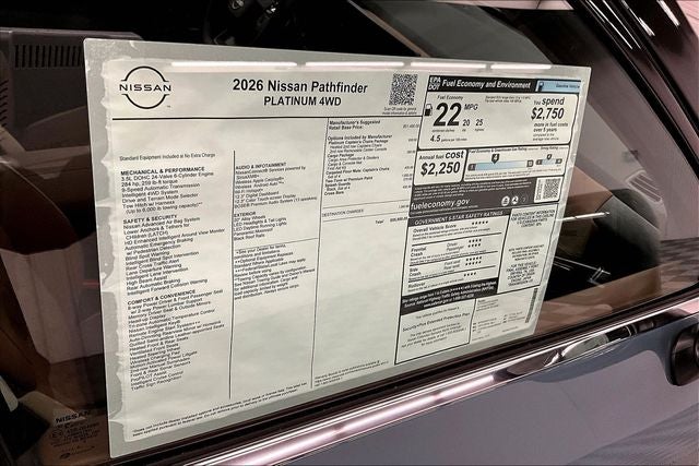 2026 Nissan Pathfinder Platinum 4WD - Captain Chairs and Cargo Packages