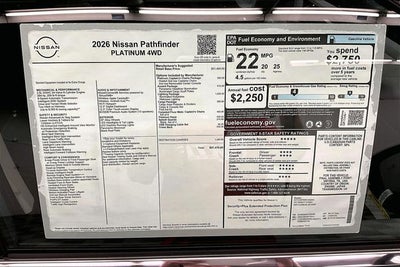 2026 Nissan Pathfinder Platinum 4WD - Captain Chairs, Accent, Cargo, Lighting Pkgs