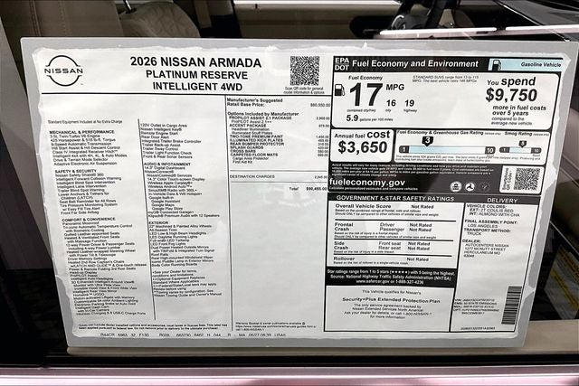 2026 Nissan Armada Platinum Reserve 4WD - Accent Package