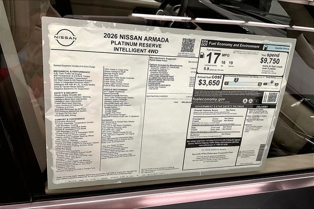 2026 Nissan Armada Platinum Reserve 4WD - Accent Package