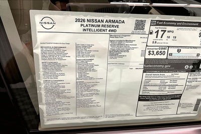 2026 Nissan Armada Platinum Reserve 4WD - Split Bench Seat Package