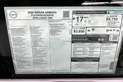 2026 Nissan Armada Platinum Reserve 4WD - Bench Seat Package