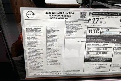 2026 Nissan Armada Platinum Reserve 4WD - Split Bench Seat Package