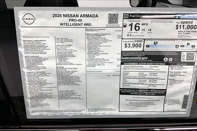 2026 Nissan Armada PRO-4X 4WD - Premium Pkg with Captain Chairs