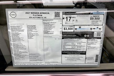 2027 Nissan Armada SL 4WD - Split Bench Seat Package