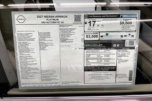 2027 Nissan Armada SL 4WD - Split Bench Seat Package