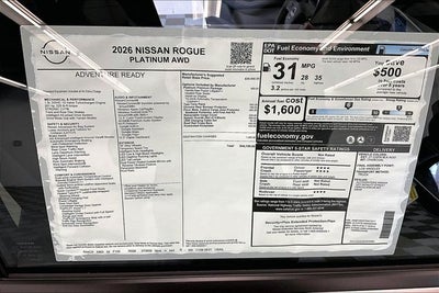 2026 Nissan Rogue Platinum AWD - Premium Package