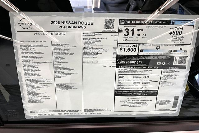 2026 Nissan Rogue Platinum AWD - Premium Package