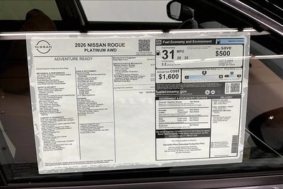 2026 Nissan Rogue Platinum AWD - Premium Package