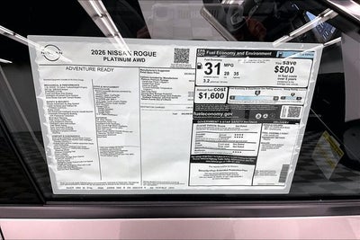 2026 Nissan Rogue Platinum AWD - Premium Package